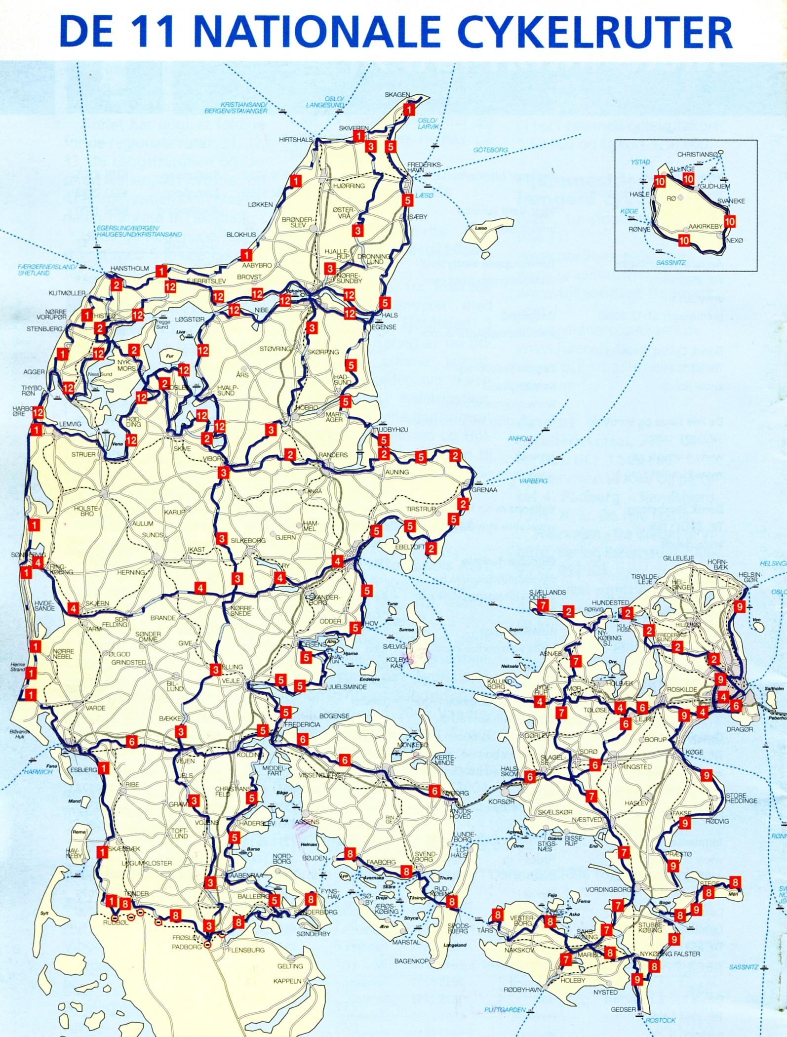 デンマークのサイクリング地図 デンマーク国立循環路線図 北欧のヨーロッパ