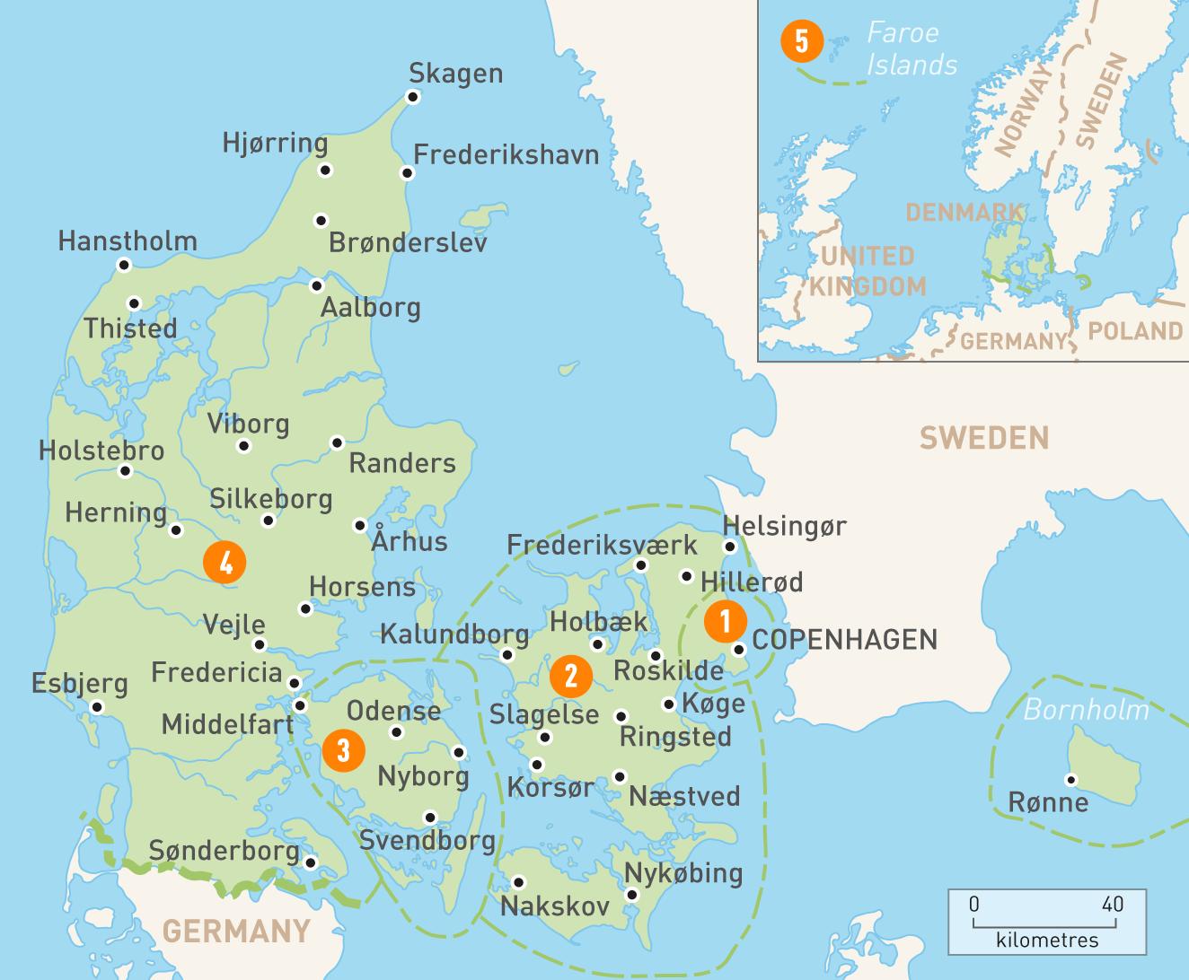 デンマークの地域地図 デンマーク州の図 北欧のヨーロッパ