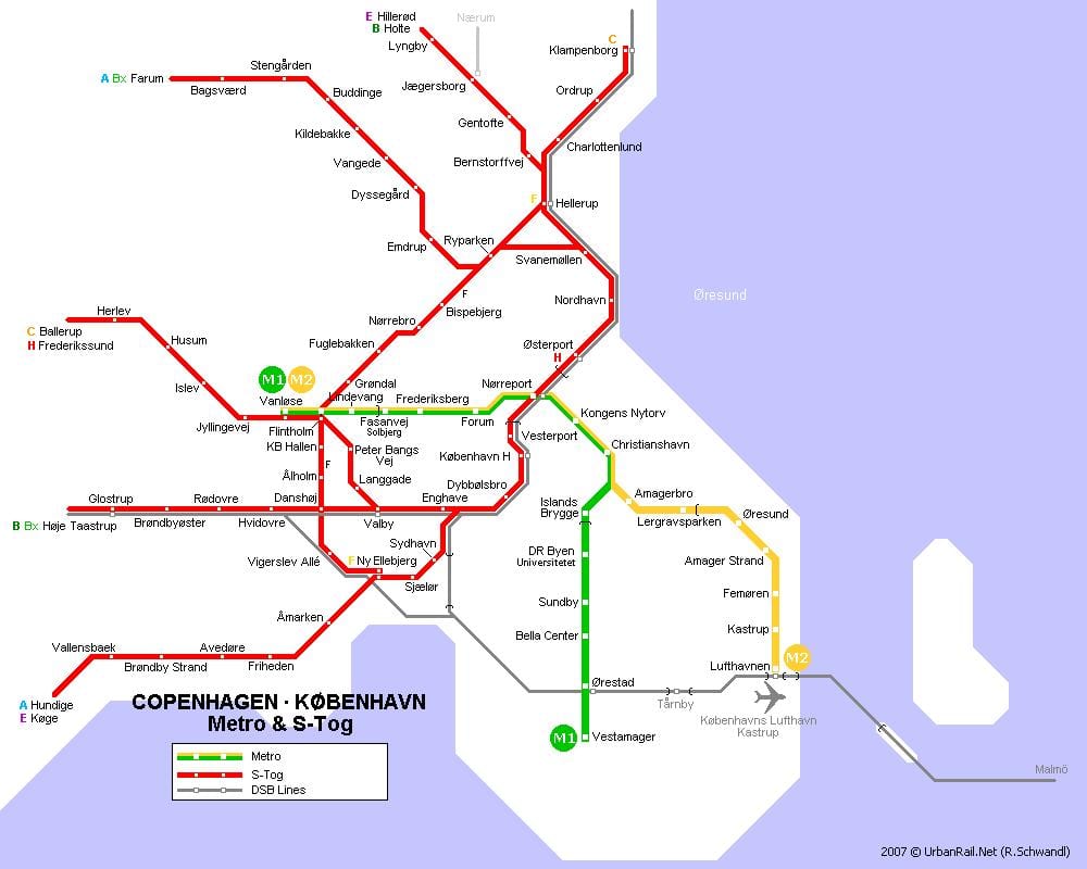 地図デンマークのメトロ 
