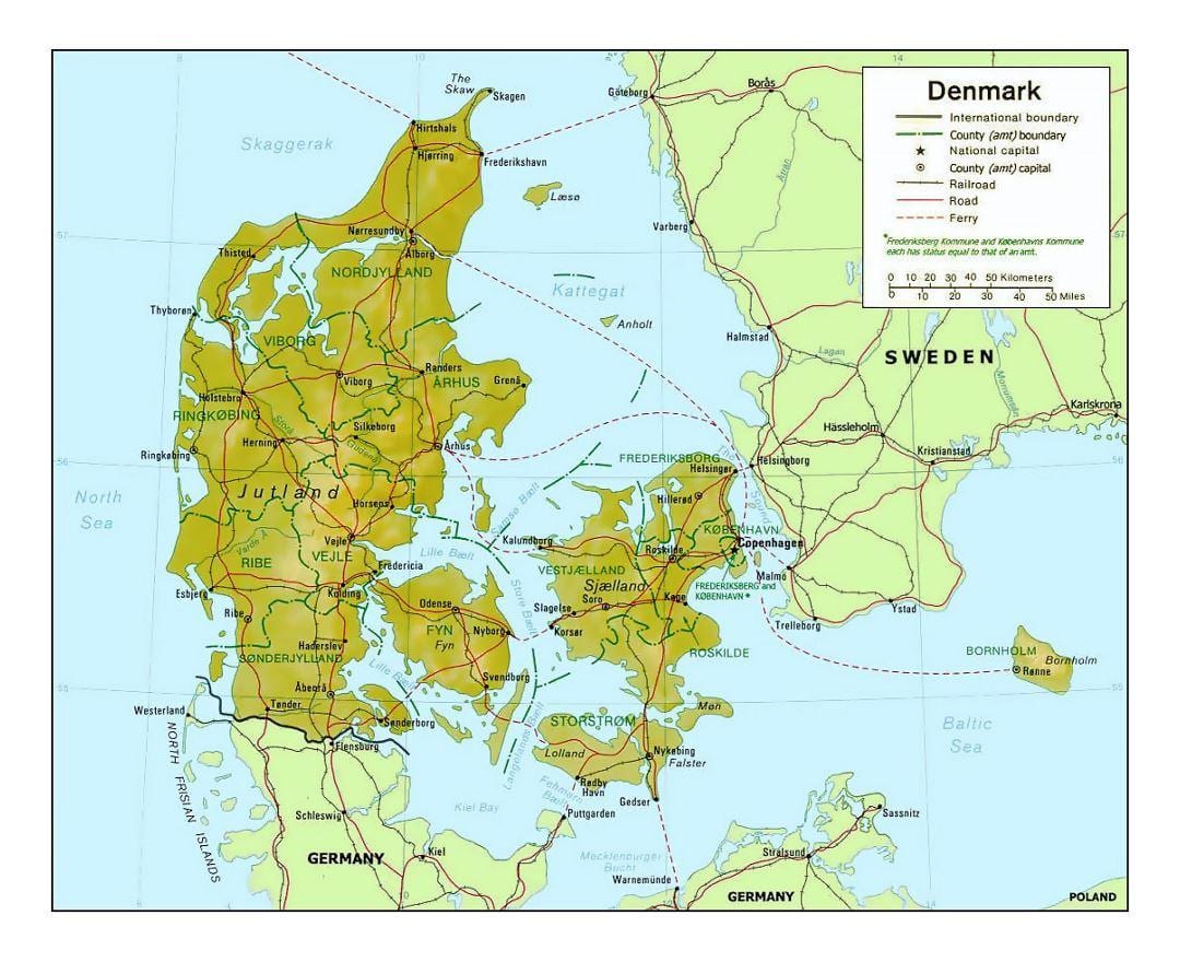地図のデンマークkommune