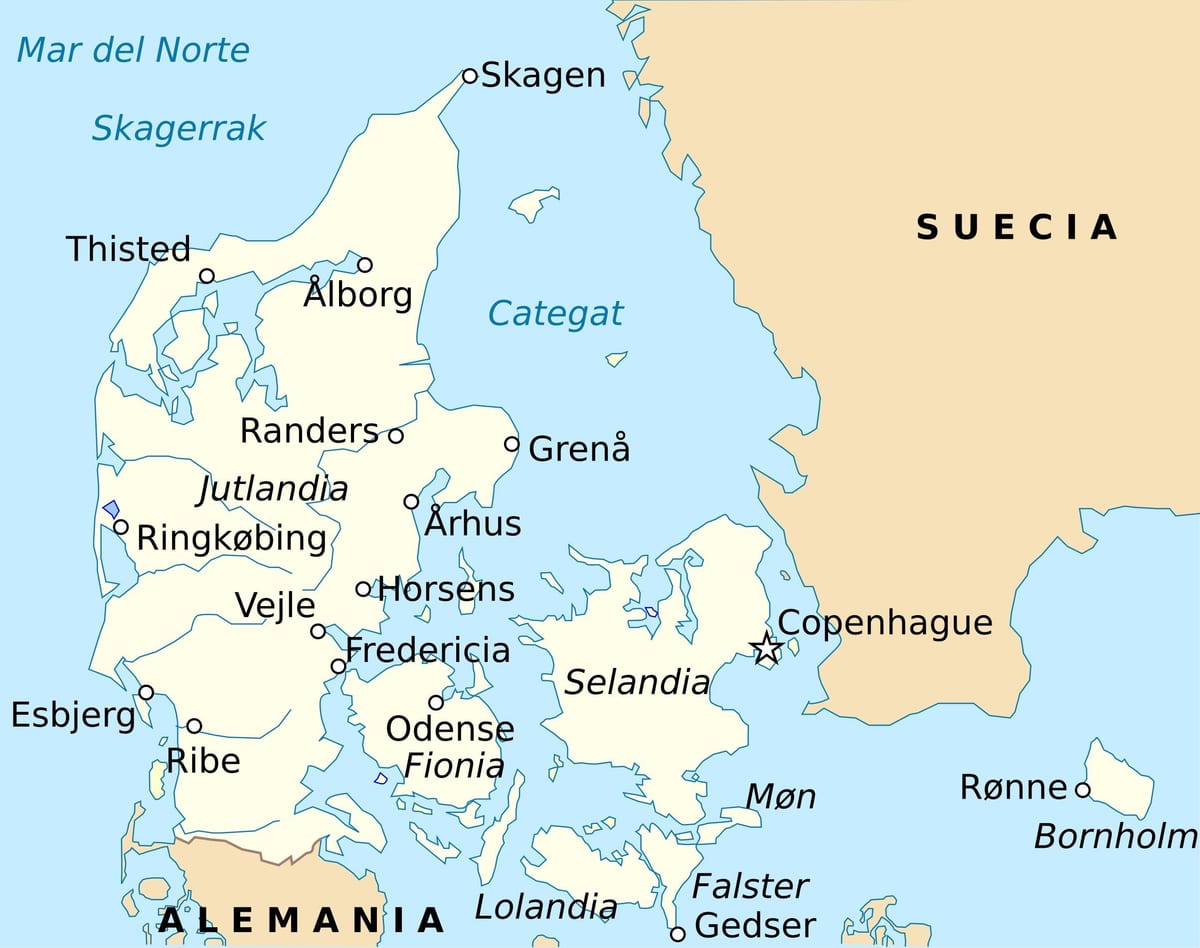 地図のフレデリシアデンマーク