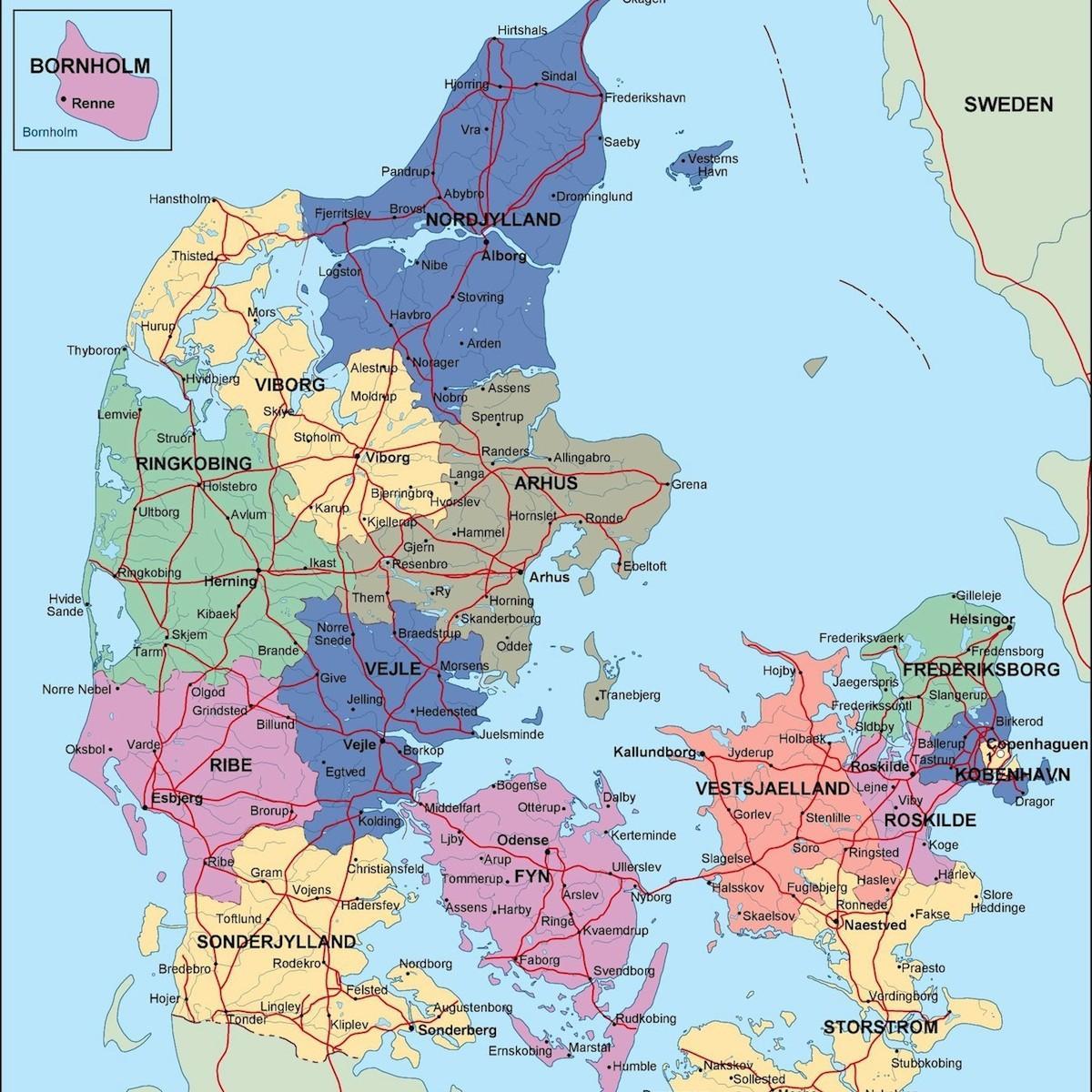 地図のデンマーク政治 