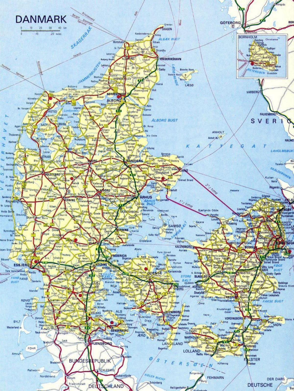 デンマーク地図と都市