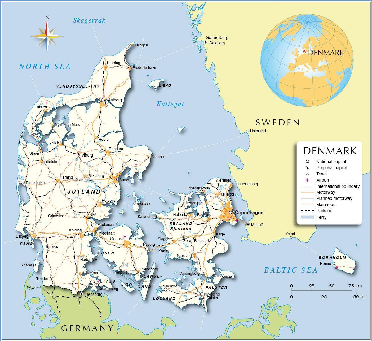 地図上にデンマーク