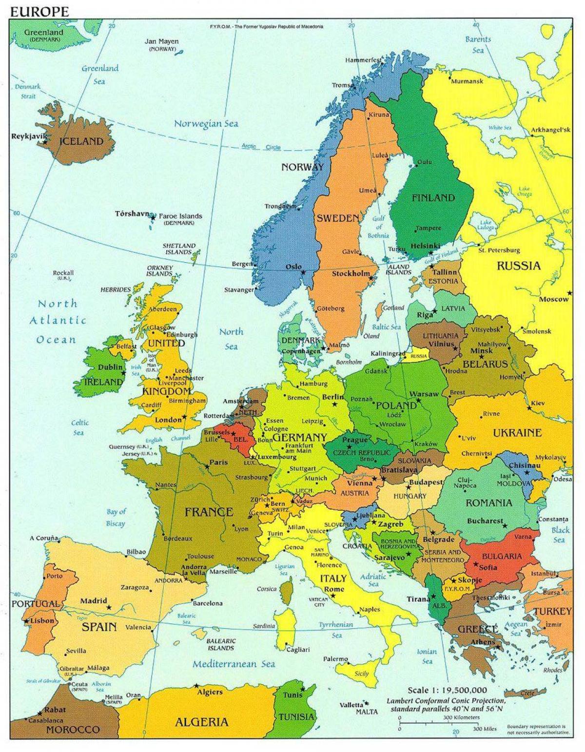 欧州地図を示すデンマーク