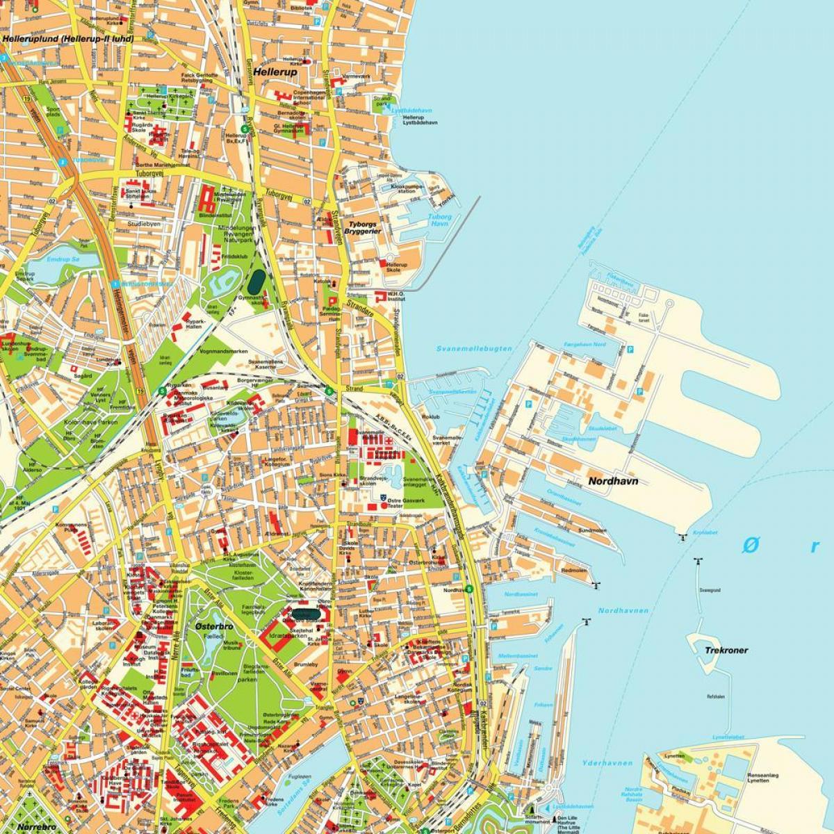 地図のコペンハーゲンデンマーク