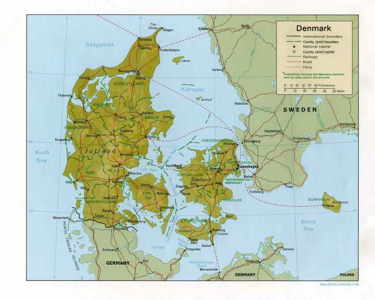地図のデンマークの物理