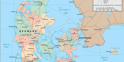 地図のデンマークのフェリー 