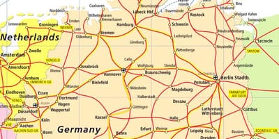 デンマークの観光名所の地図