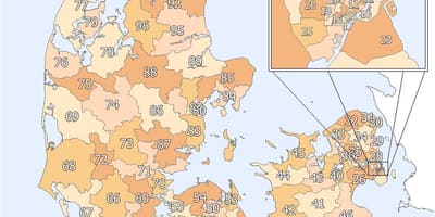 デンマークの郵便番地図