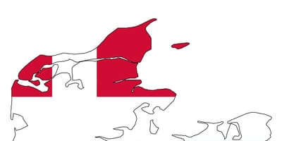 地図のデンマークフラグ 