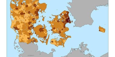 デンマーク人口密度の地図