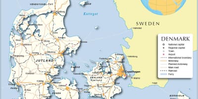 地図上にデンマーク