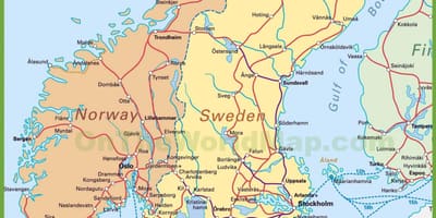 地図のデンマーク、ノルウェー