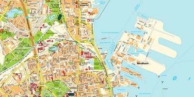 地図のコペンハーゲンデンマーク
